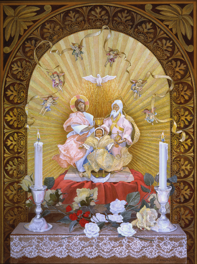 Coronation of Mary Shrine 5th Glorious Mystery. framed original painting